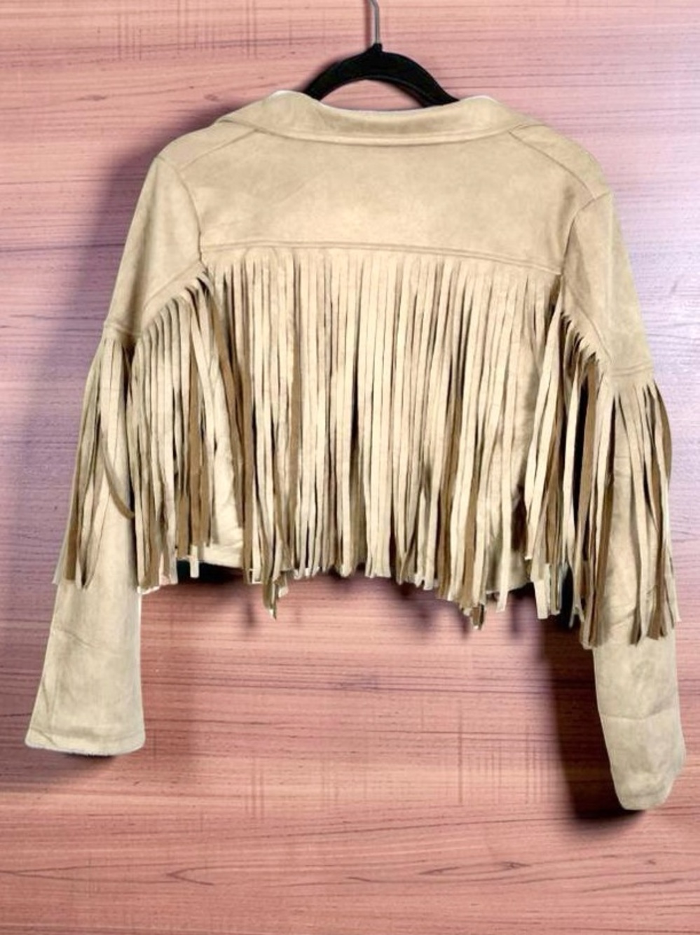 Western Boho Chic Fringed Suede Jacket Tan - Women's Western Style Size Small - Picture 3 of 10